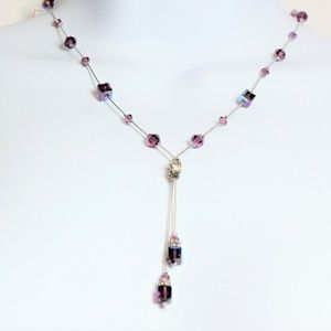 Violet Swarovski Crystal Heidi Dangle Y Necklace
